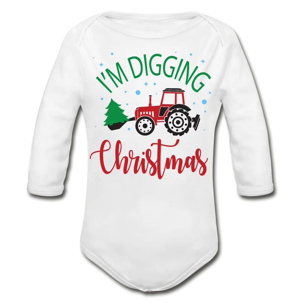 I'm Digging Christmas Organic Long Sleeve Baby Bodysuit