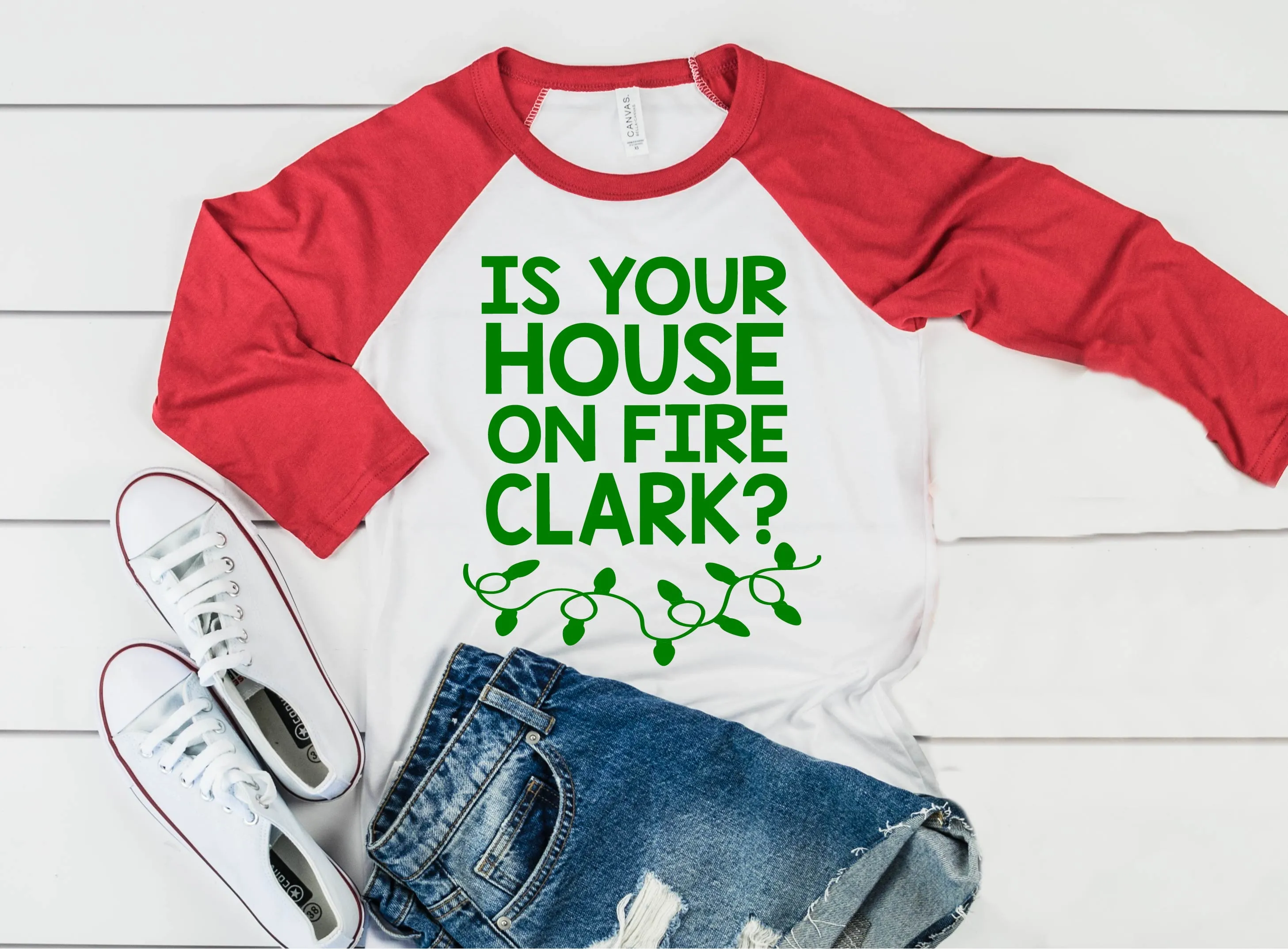 Is Your House On Fire Clark Christmas Raglan | Unisex Raglan