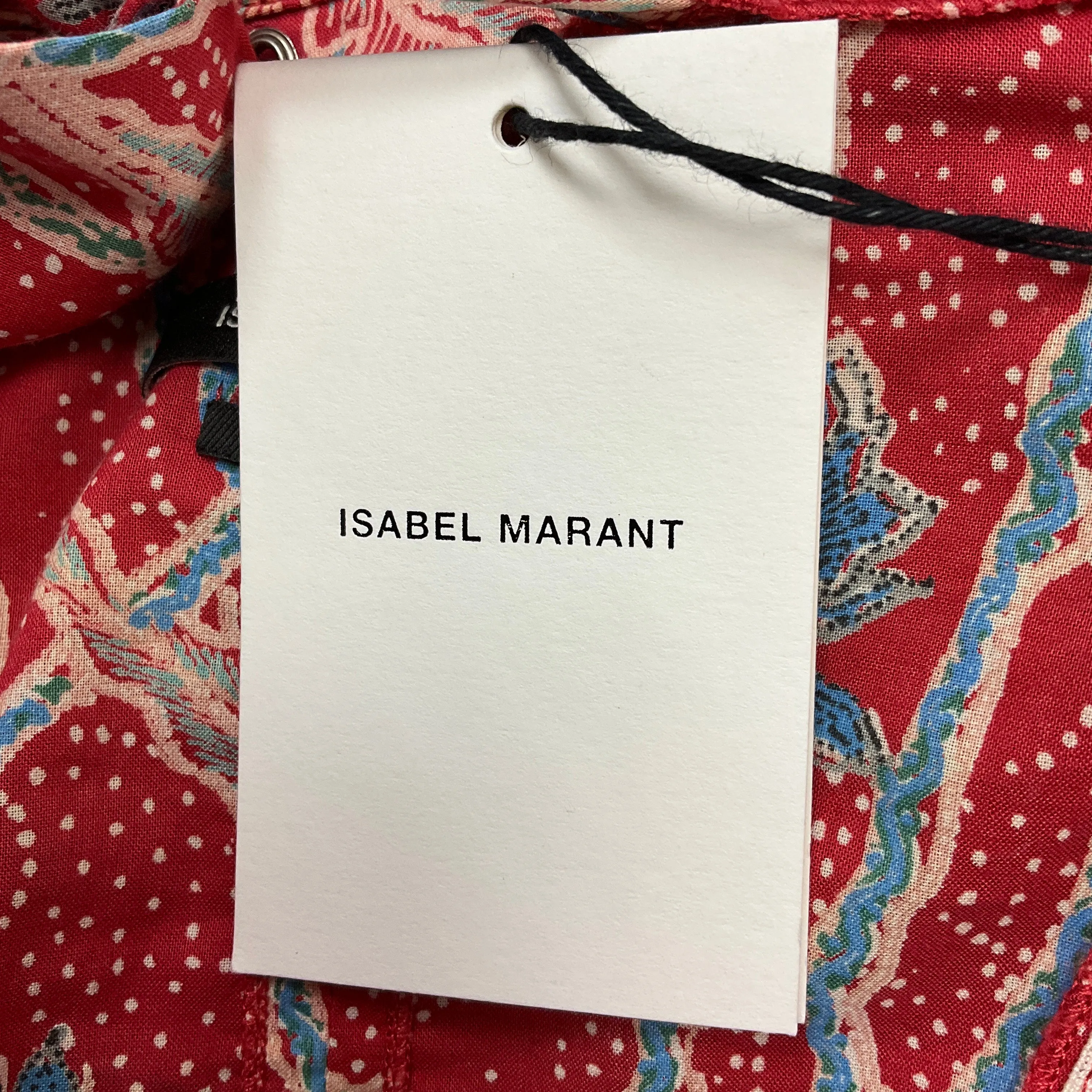 Isabel Marant Red / Blue Printed Ruffled Cotton Dress
