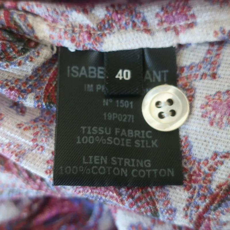 Isabel Marant Tiered Mini Dress White/Multi Paisley Print Ruffled Silk Size 40