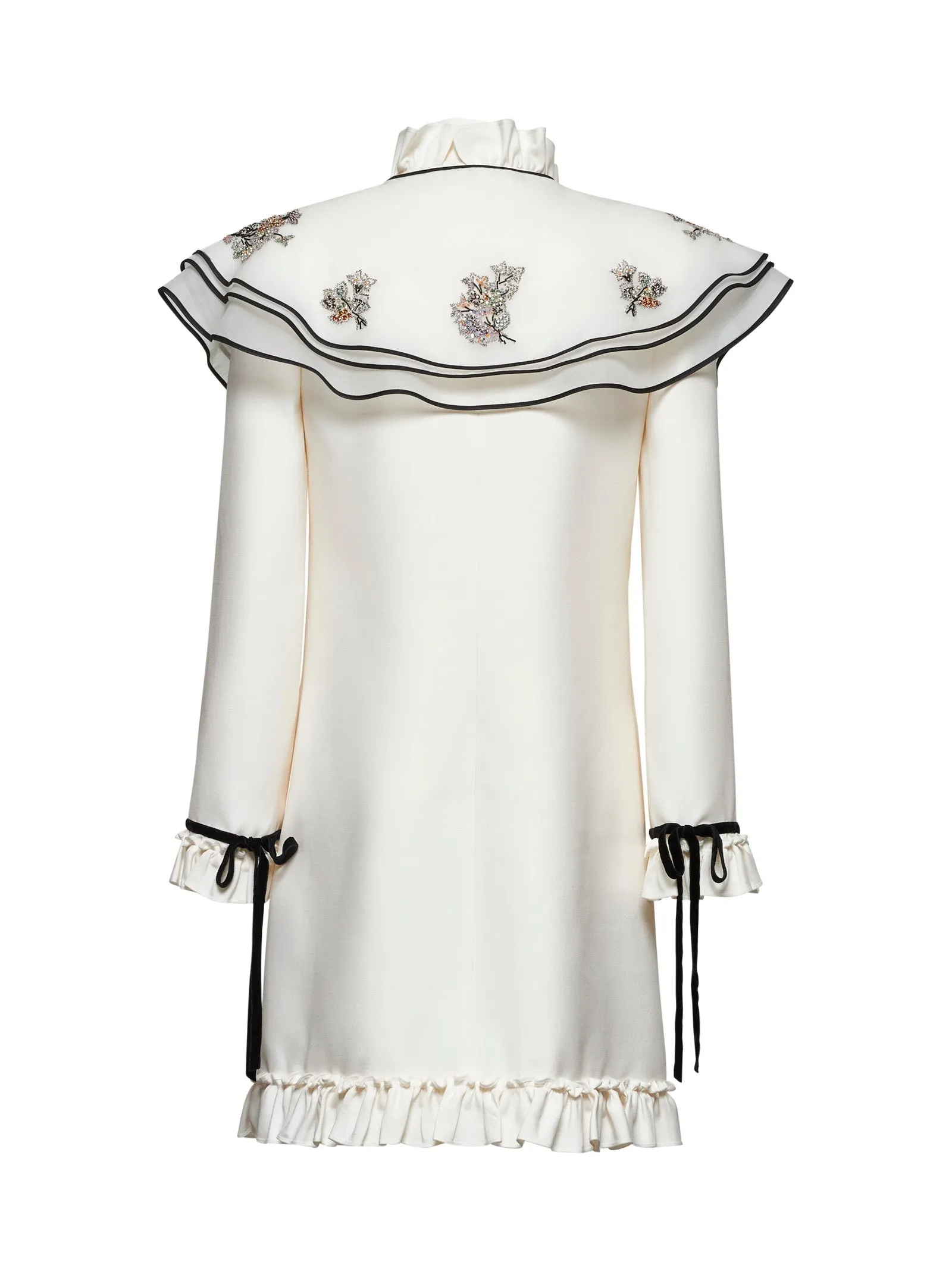 Ivory Crepe Couture short embroidered dress
