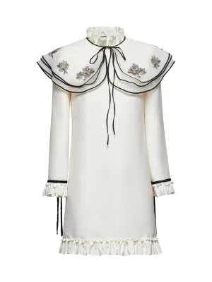 Ivory Crepe Couture short embroidered dress