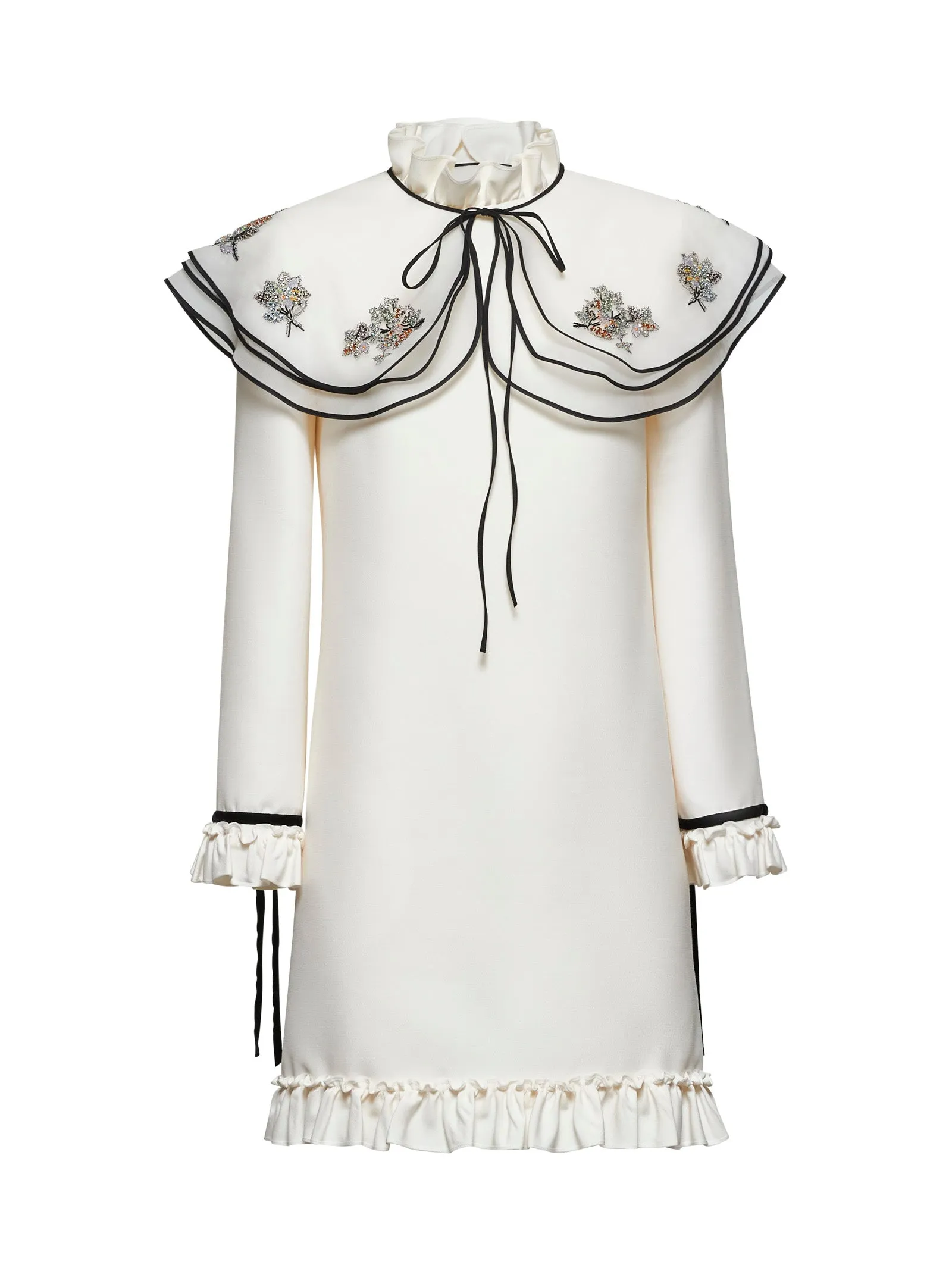 Ivory Crepe Couture short embroidered dress