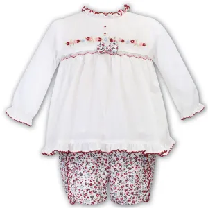 Ivory Long Sleeve Ditsy Floral Print Shorts Set