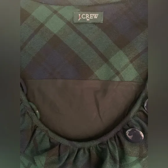 J CREW TARTAN PLAID SCOOP NECK DRESS SIZE 8 BLACK GREEN
