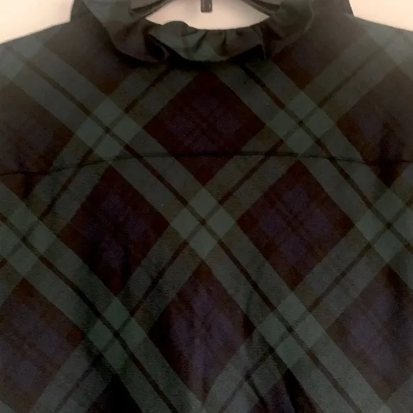 J CREW TARTAN PLAID SCOOP NECK DRESS SIZE 8 BLACK GREEN