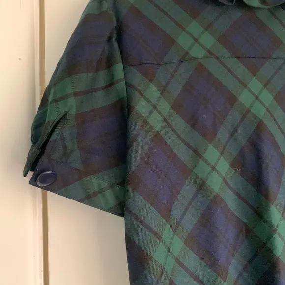 J CREW TARTAN PLAID SCOOP NECK DRESS SIZE 8 BLACK GREEN