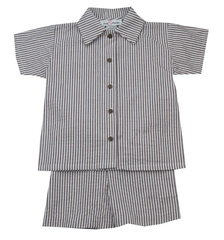 Jack & Teddy Brown Seersucker Shirt