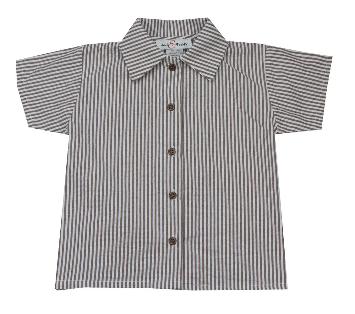Jack & Teddy Brown Seersucker Shirt