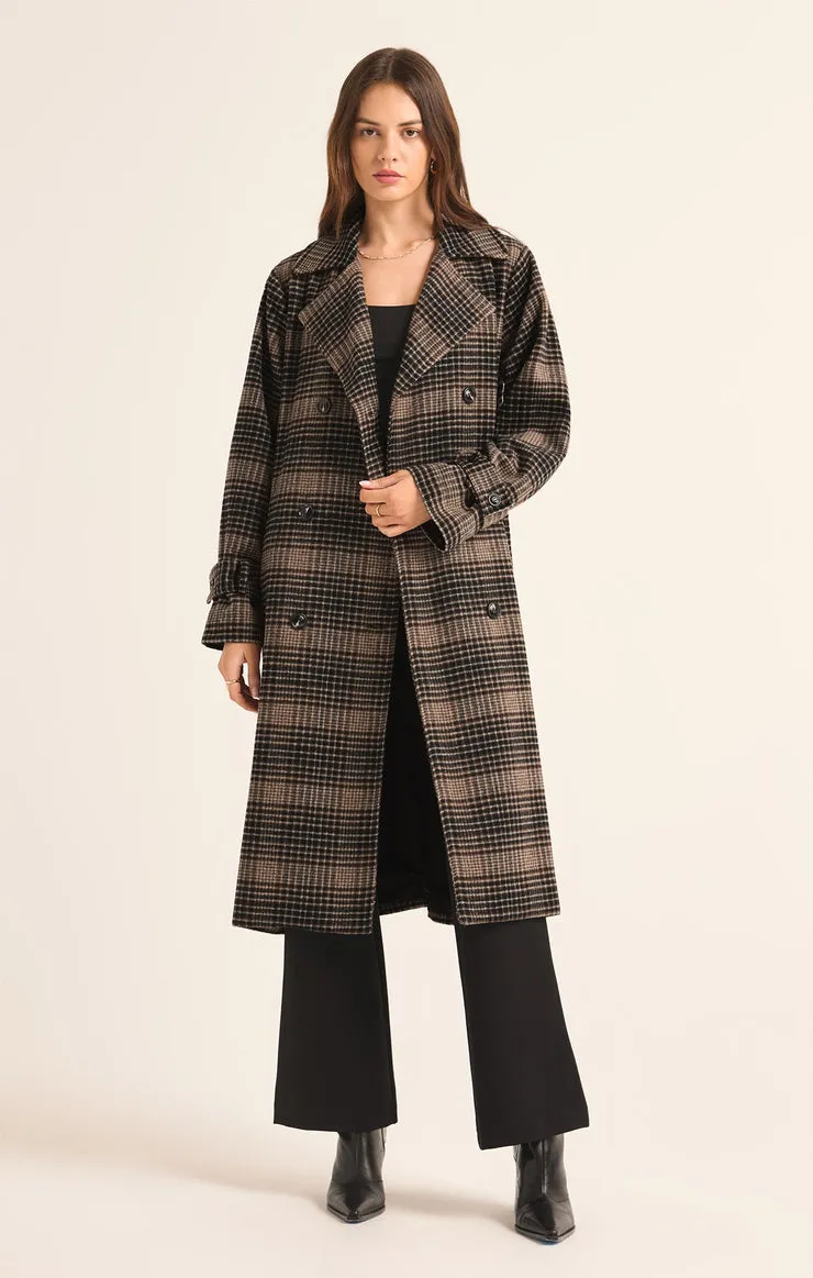 JACKIE PLAID TRENCH