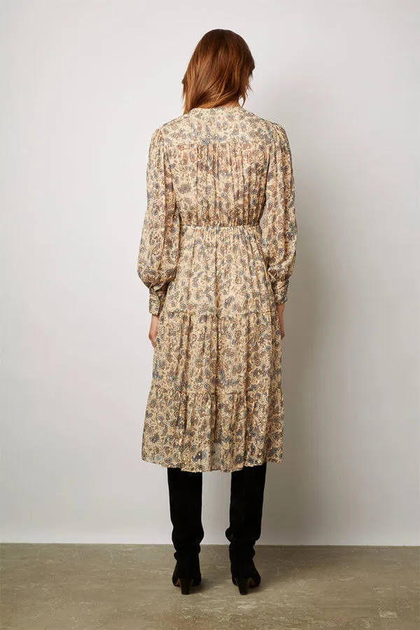 JANET LUREX THREAD PAISLEY PRINT MAXI DRESS