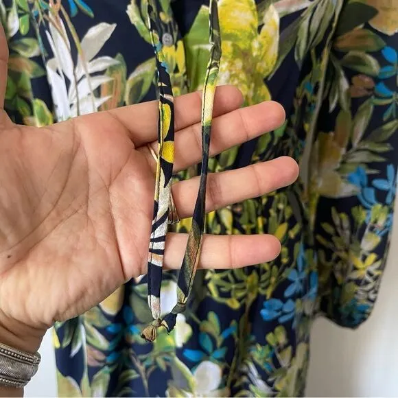 J. Crew Green Silk Watercolor Floral Ruffle mini dress preowned XS