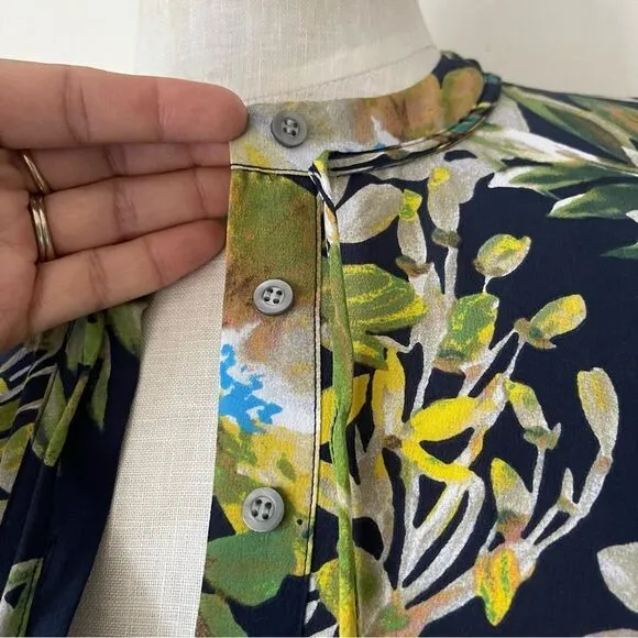 J. Crew Green Silk Watercolor Floral Ruffle mini dress preowned XS