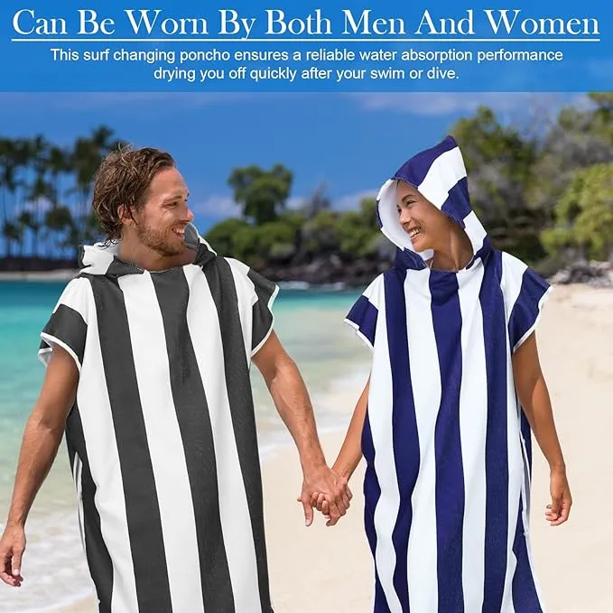 Jeyiour 2 Pcs Surf Poncho Changing Robe with Hood Microfiber Towel Quick Dry Beach Towel Wetsuit Changing Towel for Adult Men Women for Travel Yoga Gym Swim Pool Vacation Gift