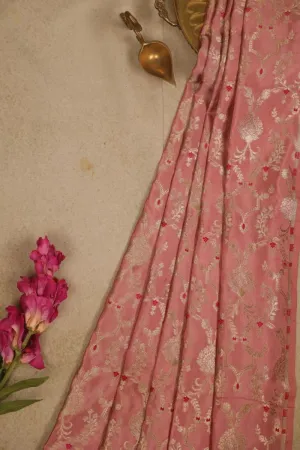Jhanvi Handloom Dupion Silk Gold Zari Fabric - Mauve