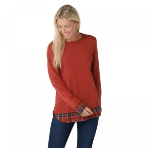 Joan Rivers Plus Size Long Sleeve Sweater With Plaid Cuffs And Hem