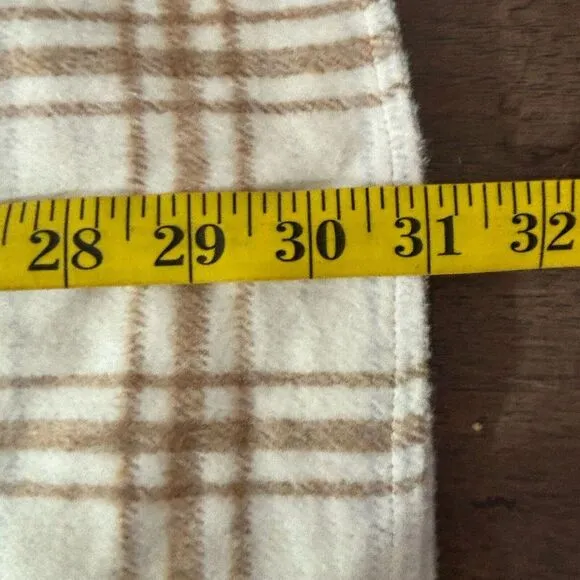 Jodifl Shacket‎ Womens Size 1X Ivory Tan Plaid Button Up Shirt Jacket Wool Blend