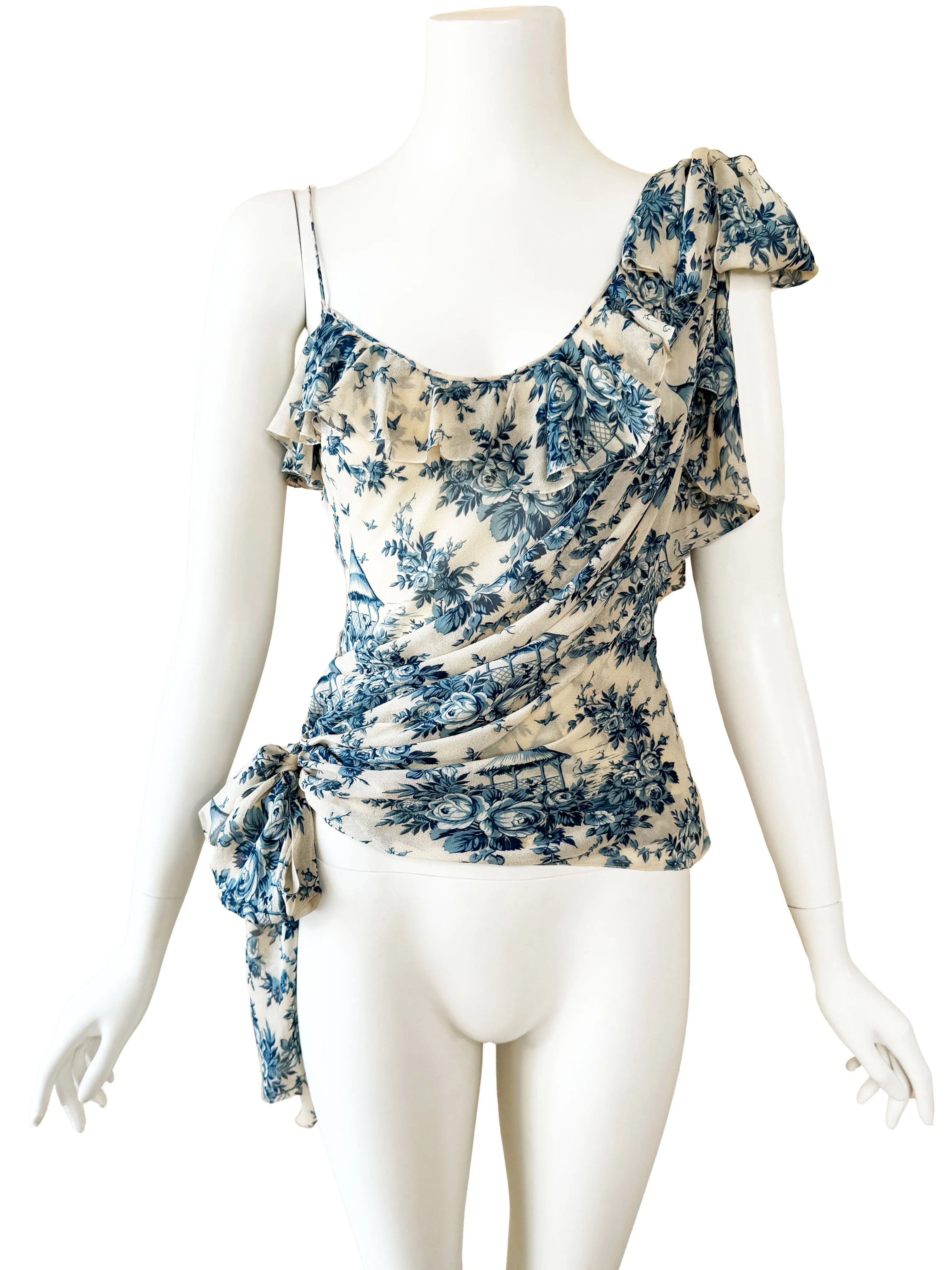 John Galliano 2003 Toile De Jouy Print Top