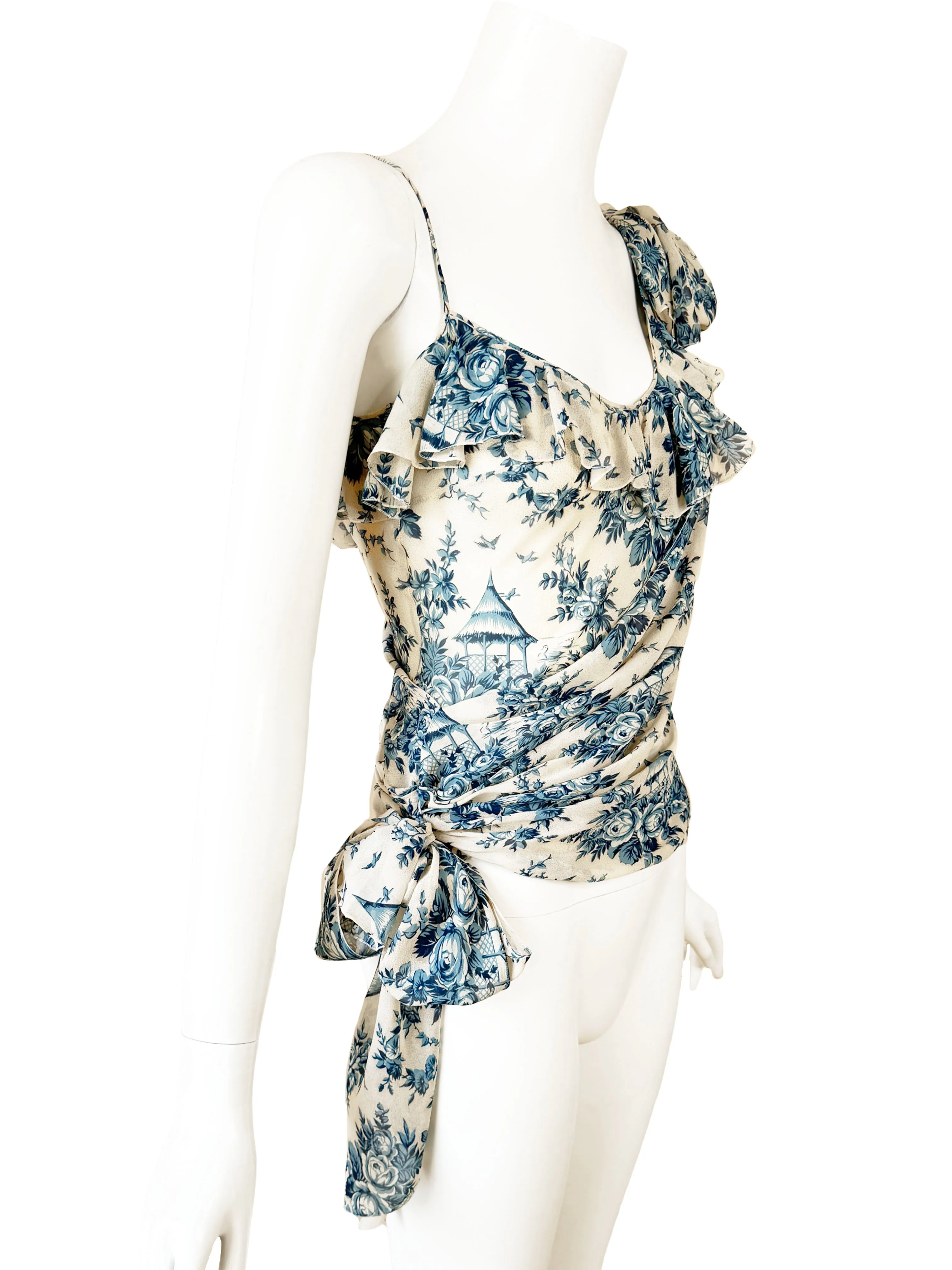 John Galliano 2003 Toile De Jouy Print Top