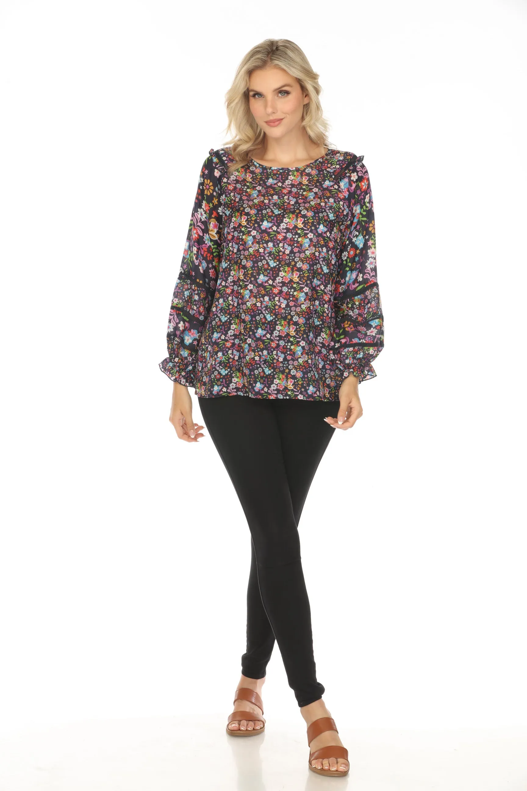 Johnny Was Nite Vale Floral Silk Top C16523B Boho Chic