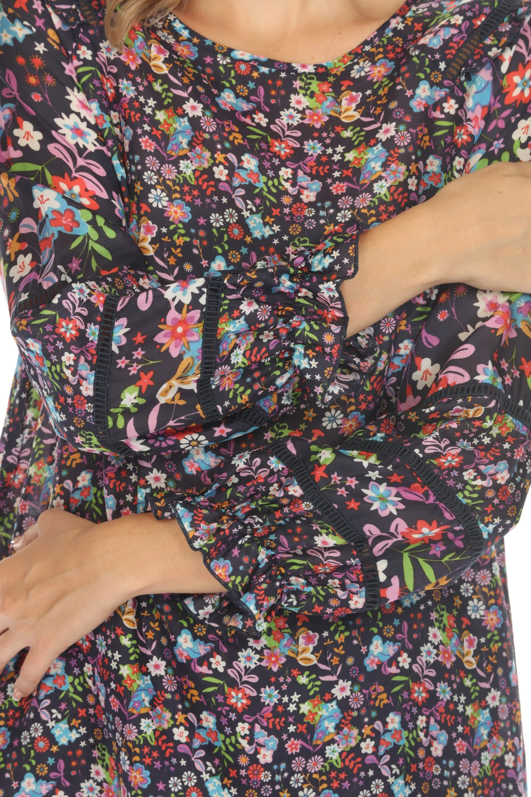 Johnny Was Nite Vale Floral Silk Top C16523B Boho Chic