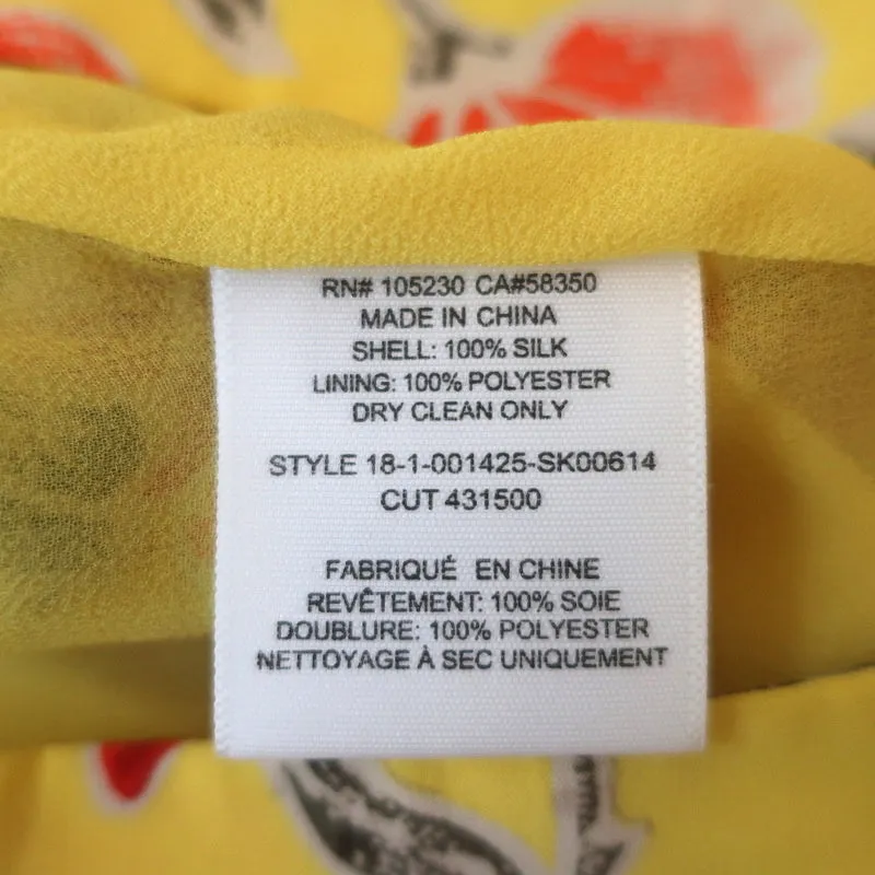 Joie Skirt Denisha Yellow Floral Print Ruffled Silk Size 4