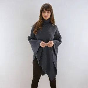 Joy Wool Poncho in Navy