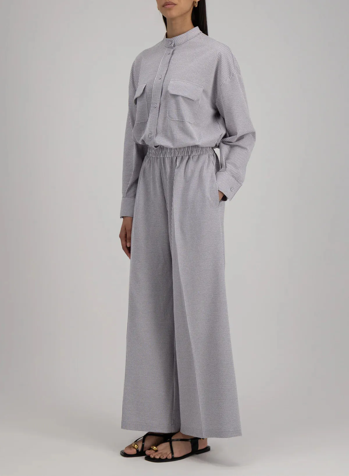 Jumpsuit Coolmax Seersucker - Grey & White