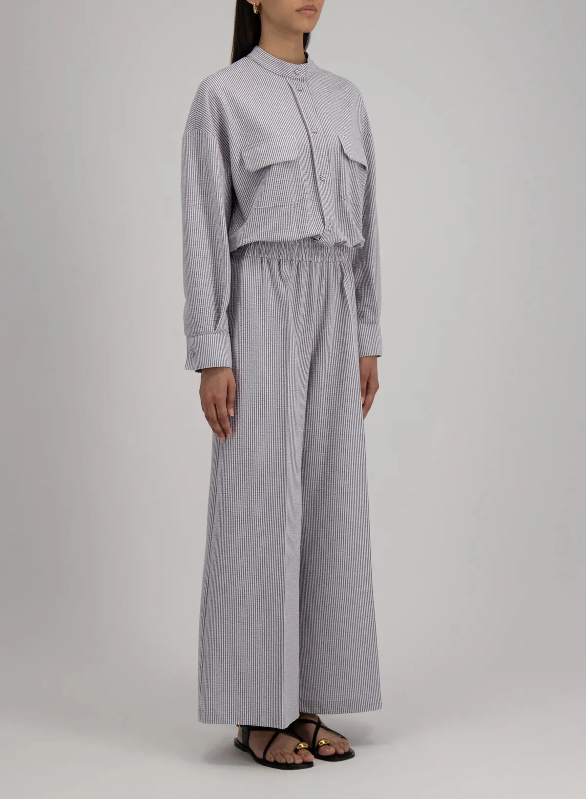 Jumpsuit Coolmax Seersucker - Grey & White