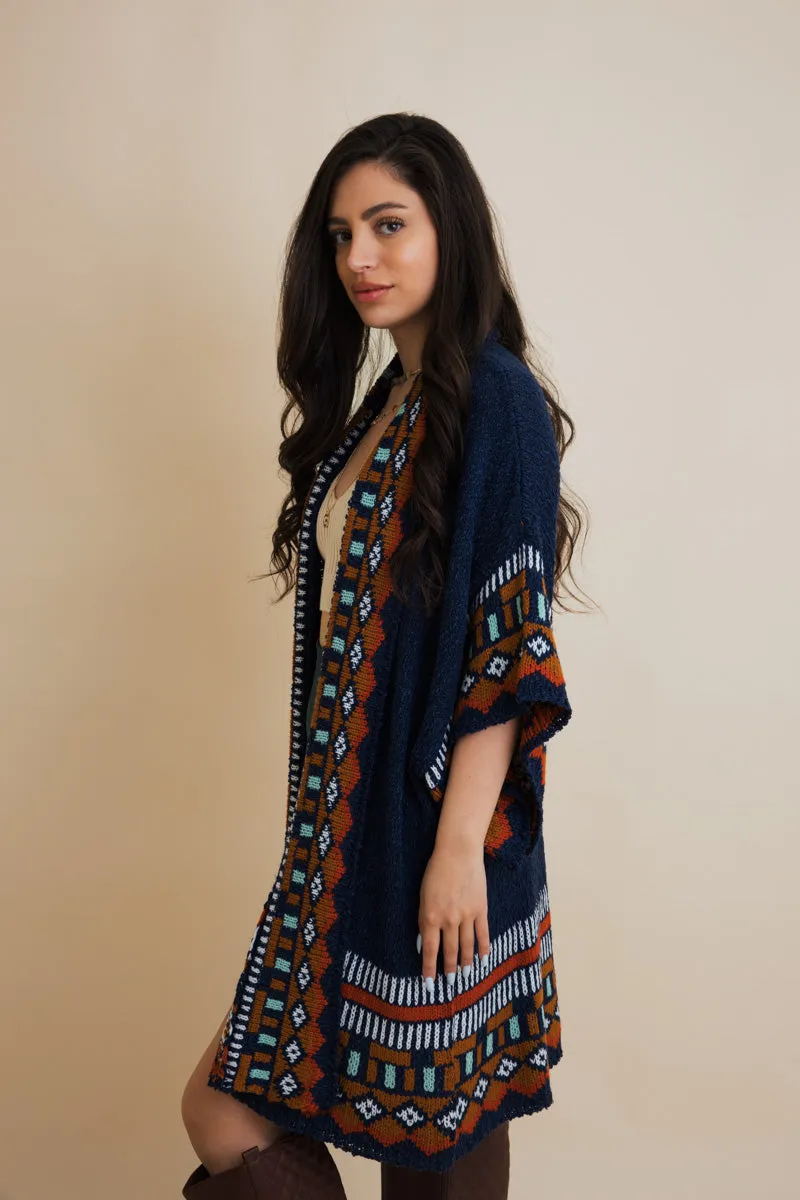 Kachina Style Tapestry Knit Ruana