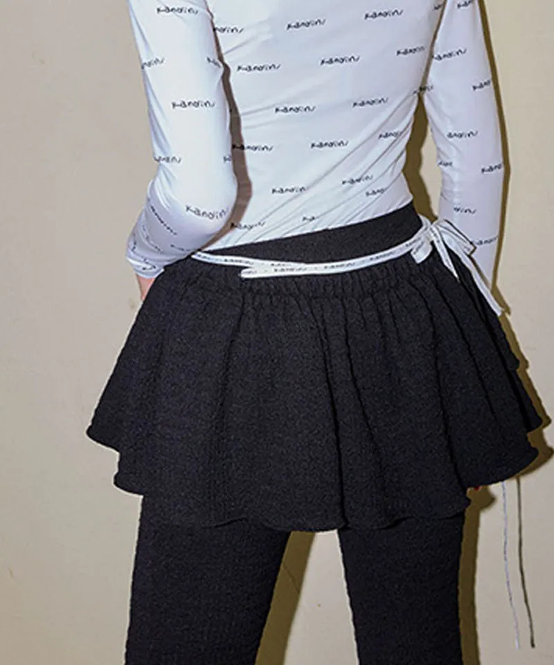 KANDINI Flowy Seersucker Wrap Skirt - Black