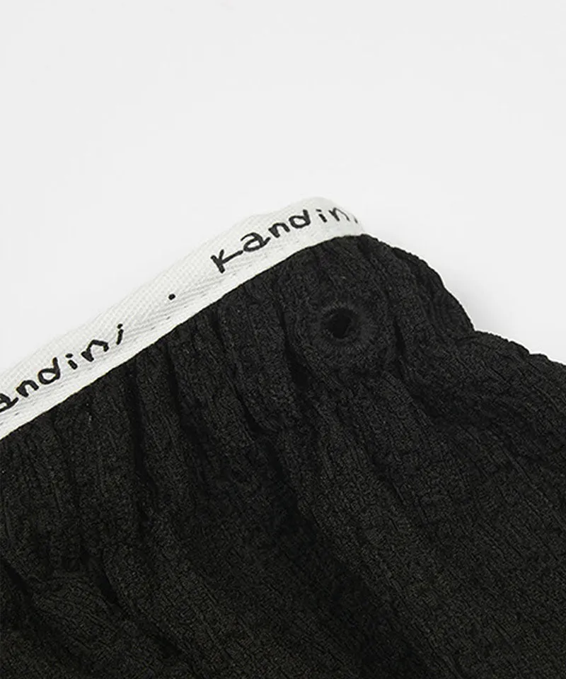 KANDINI Flowy Seersucker Wrap Skirt - Black