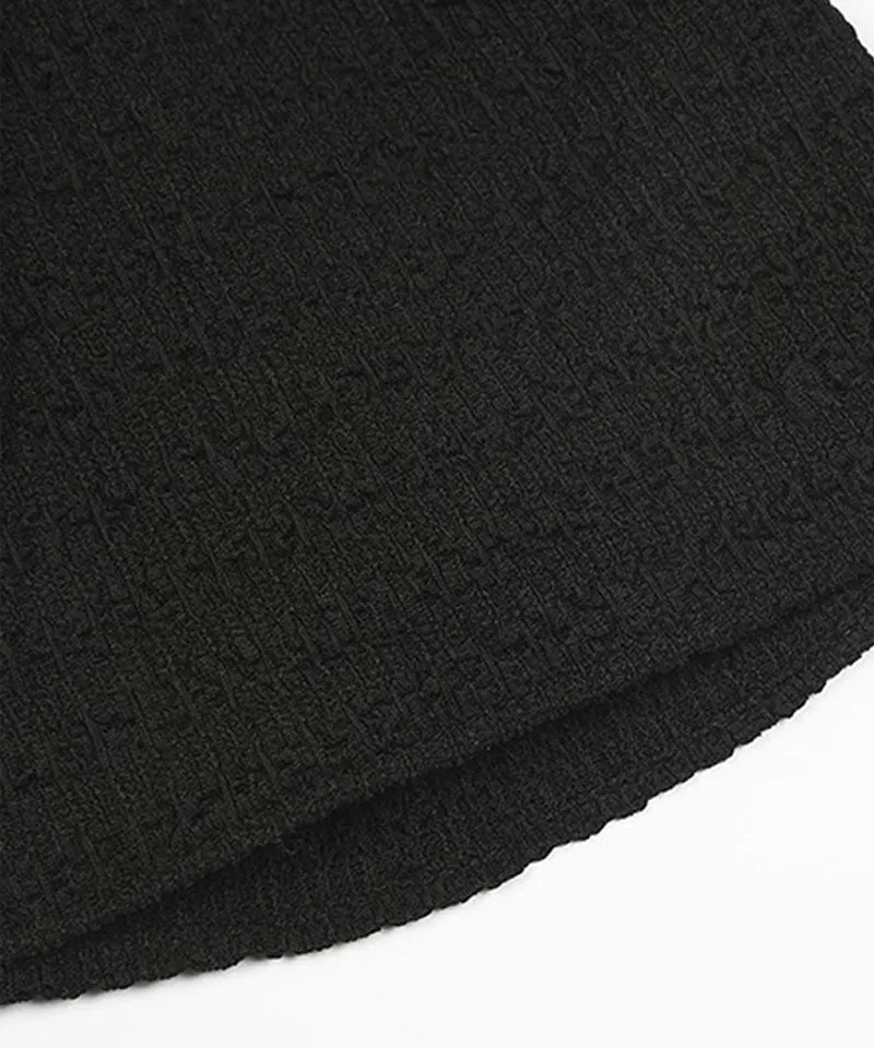 KANDINI Flowy Seersucker Wrap Skirt - Black