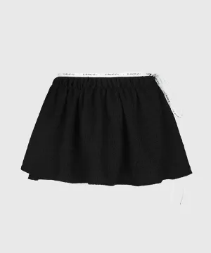 KANDINI Flowy Seersucker Wrap Skirt - Black