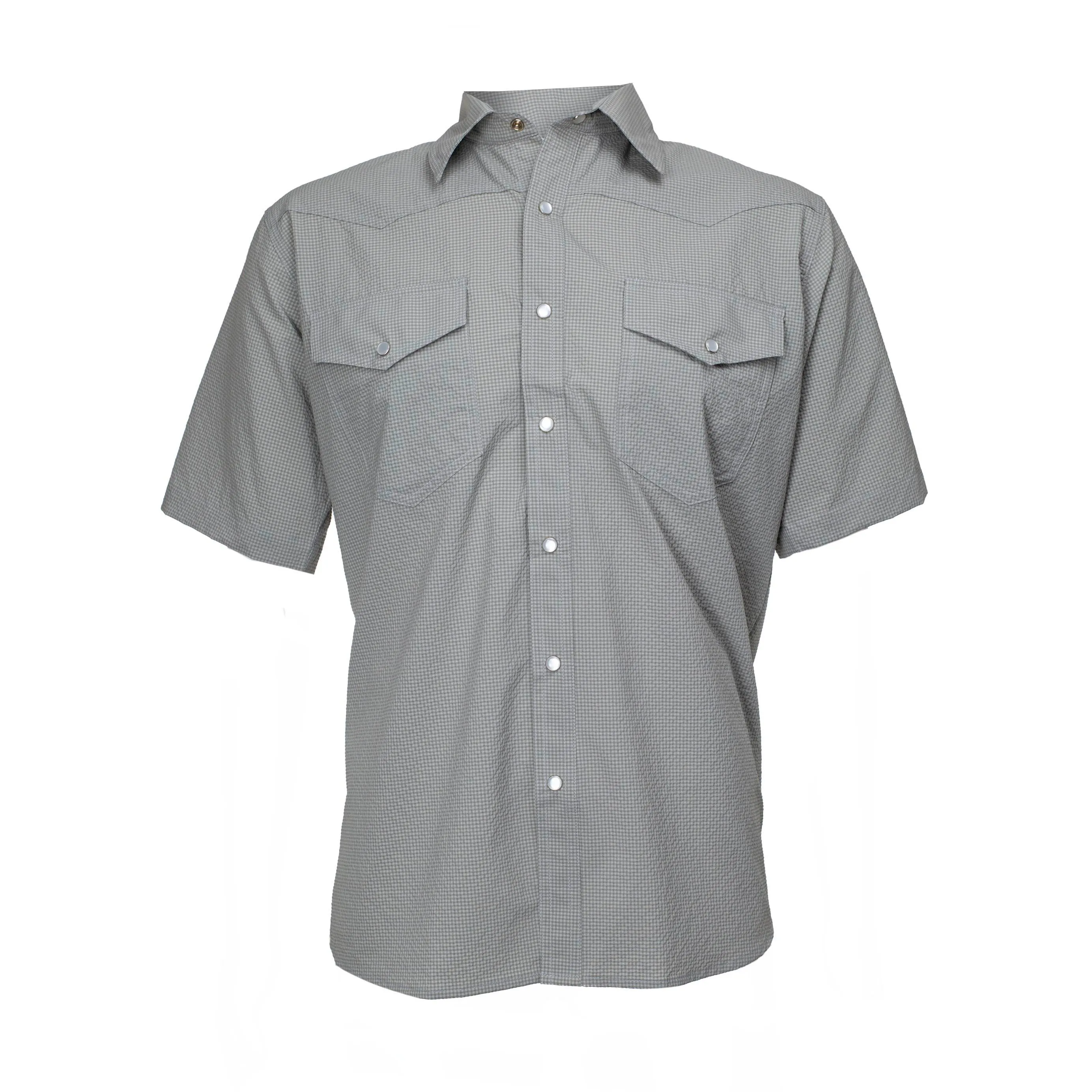 Kevin's Performance Western Pearl-Snap Short Sleeve Micro-Seersucker Shirt
