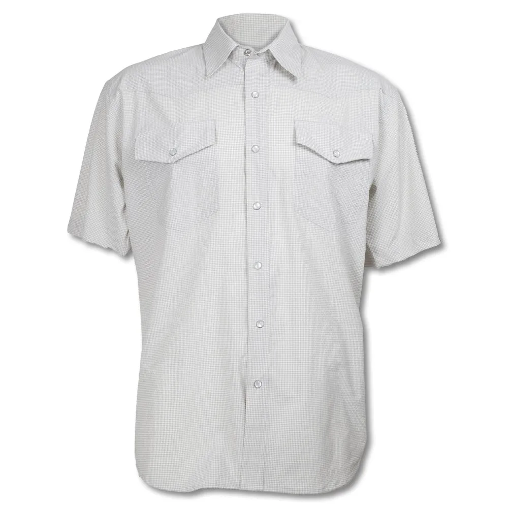 Kevin's Performance Western Pearl-Snap Short Sleeve Micro-Seersucker Shirt