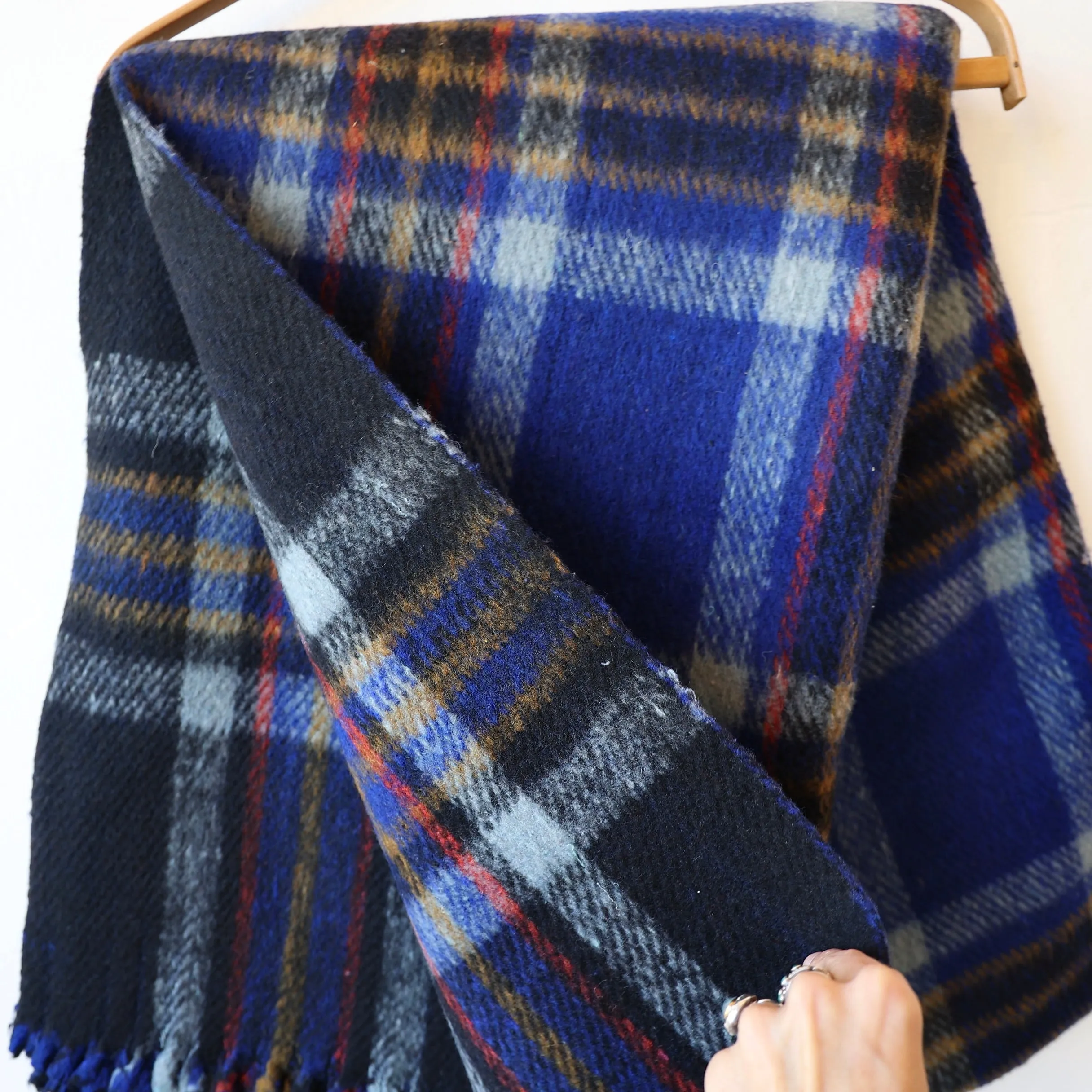 Khadi Wool Plaid Blanket - Blue