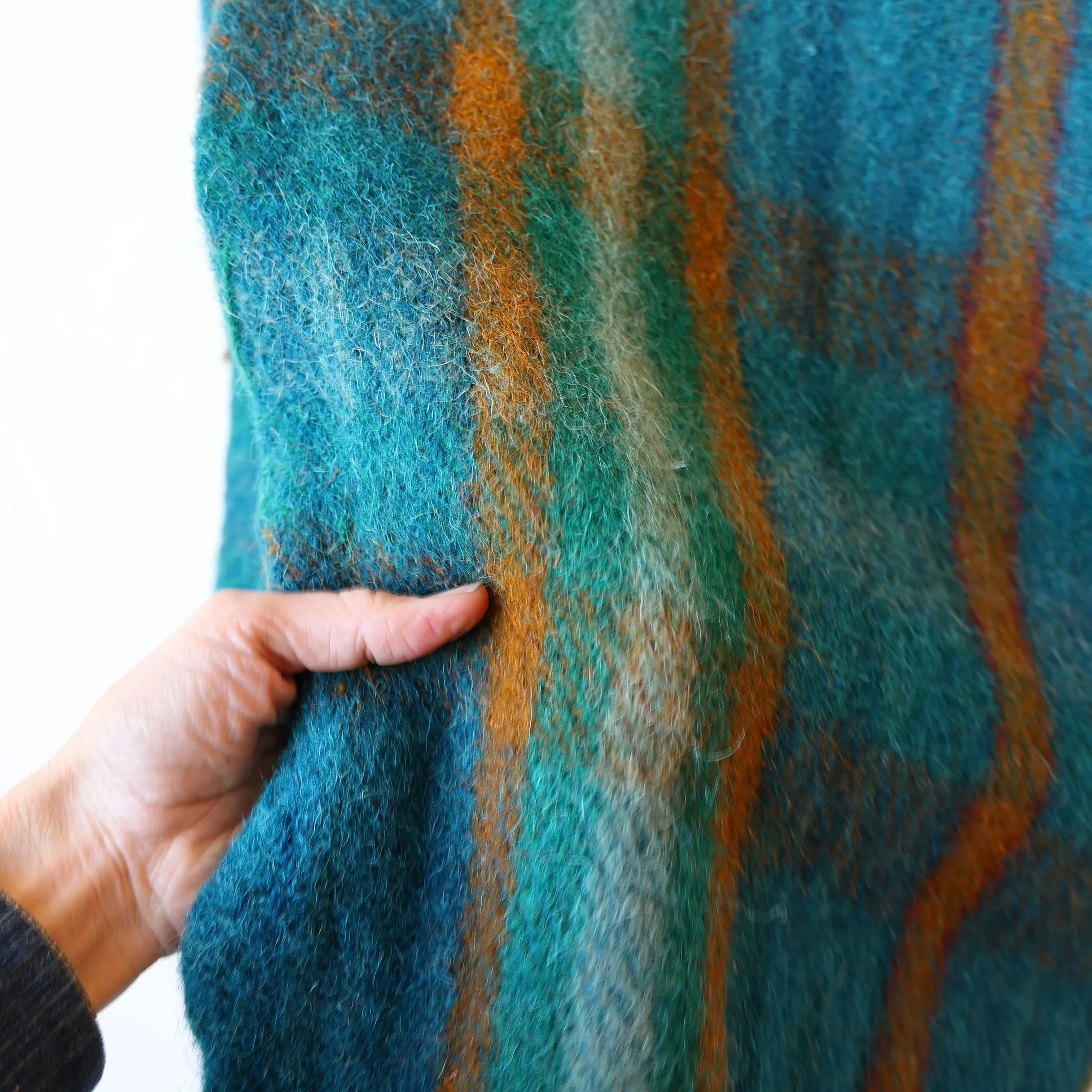 Khadi Wool Plaid Blanket - Turquoise