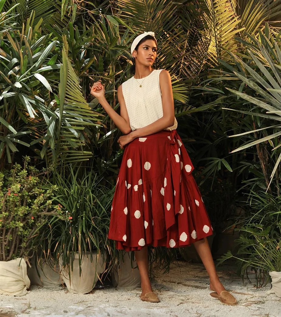 Khara Kapas   -   Deep red polka skirt Mushroom Head Deep red polka skirt Mushroom Head - Another Day in Paradise