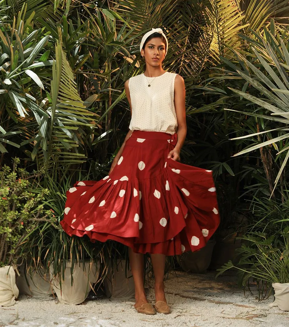 Khara Kapas   -   Deep red polka skirt Mushroom Head Deep red polka skirt Mushroom Head - Another Day in Paradise