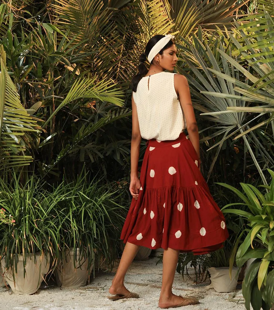Khara Kapas   -   Deep red polka skirt Mushroom Head Deep red polka skirt Mushroom Head - Another Day in Paradise