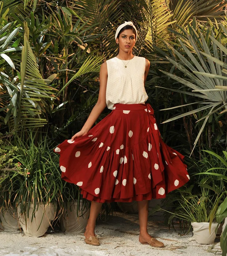 Khara Kapas   -   Deep red polka skirt Mushroom Head Deep red polka skirt Mushroom Head - Another Day in Paradise