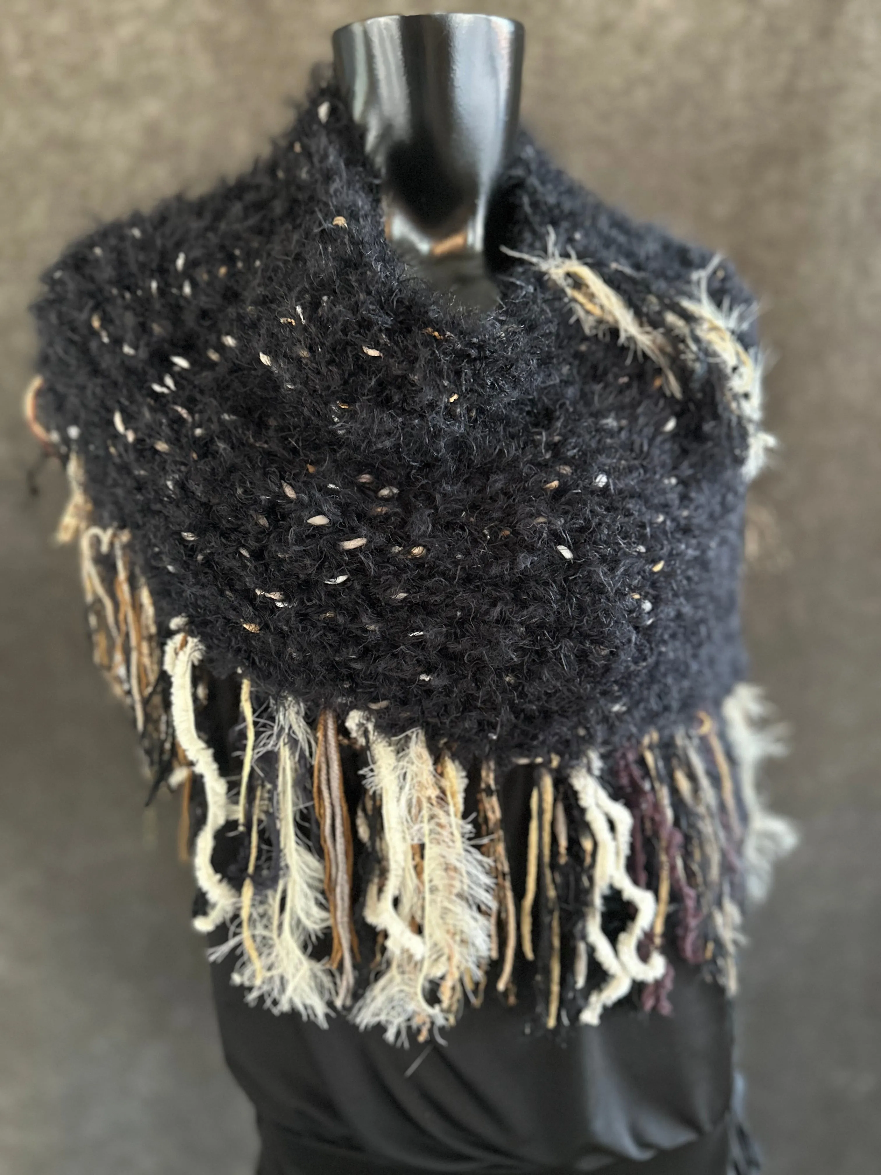 Knit Black Fringed poncho, game of thrones