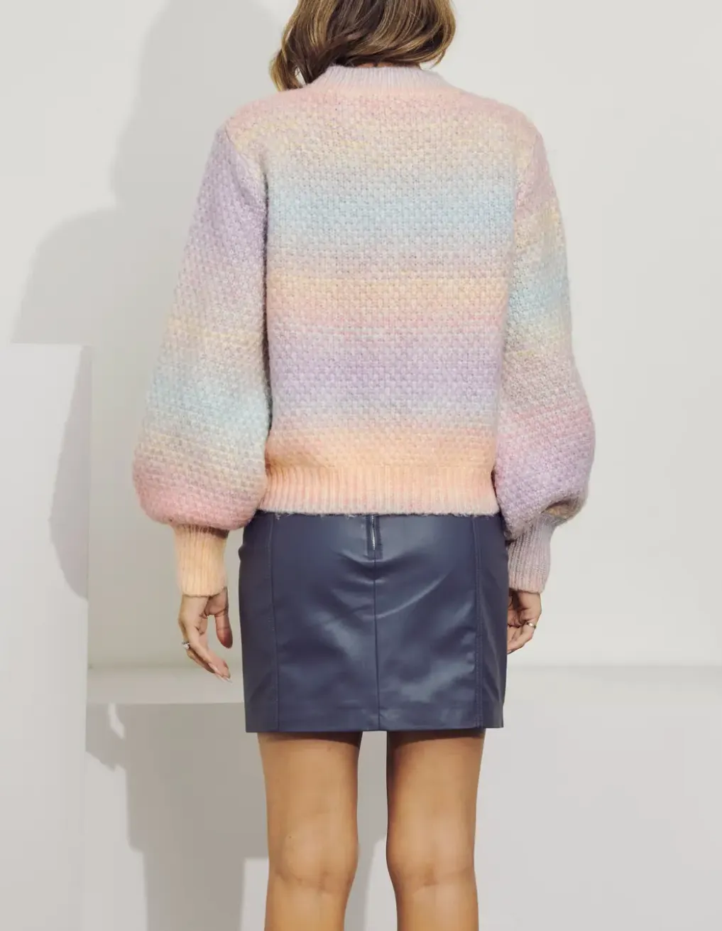 KNIT OMBRÉ CREWNECK SWEATER