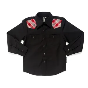 Knuckleheads Clothing Cash Plaid Button Down Long Sleeve Kids Boy Shirt