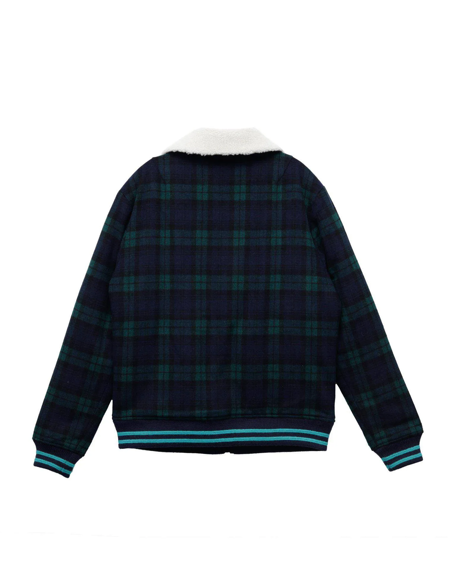 Konus Men's Wool Blend Plaid Jacket with Sherpa Collar in Green