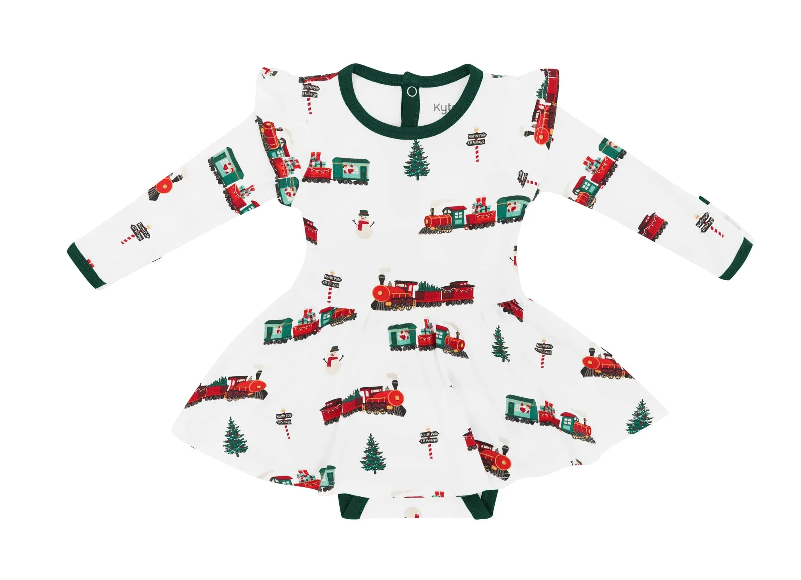 Kyte Baby - Long Sleeve Twirl Bodysuit - Holiday Train