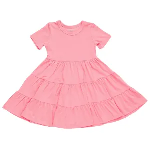 Kyte Short Sleeve Tiered Dress- Rose