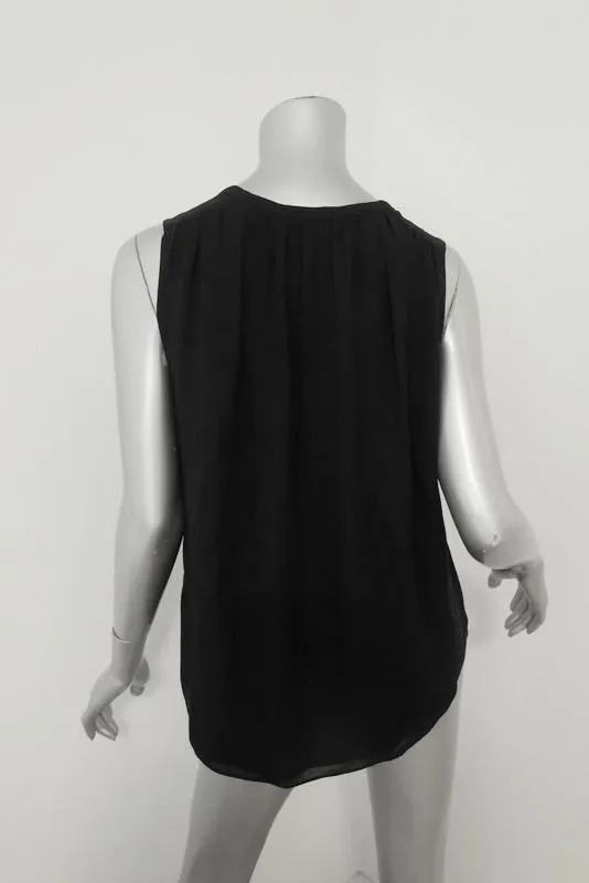 L'Agence Blouse Natasha Black Ruffled Silk Size Small Sleeveless Tank Top