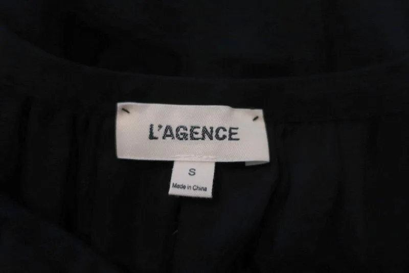 L'Agence Blouse Natasha Black Ruffled Silk Size Small Sleeveless Tank Top